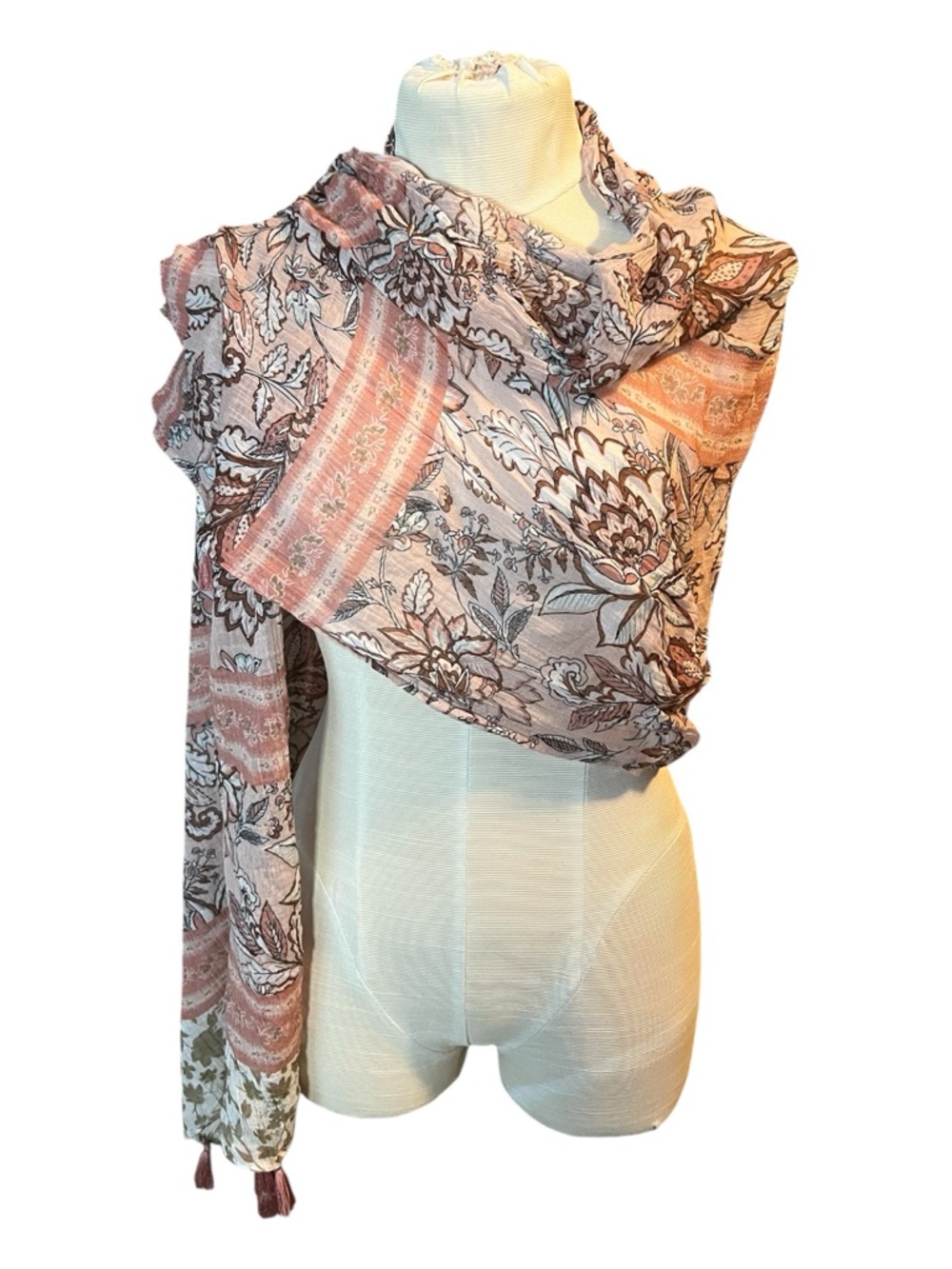Floral Paisley Lightweight Pink Scarf Wrap
